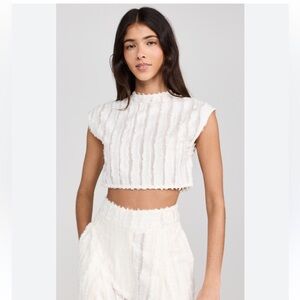 Rangel White Textured Crop Top
